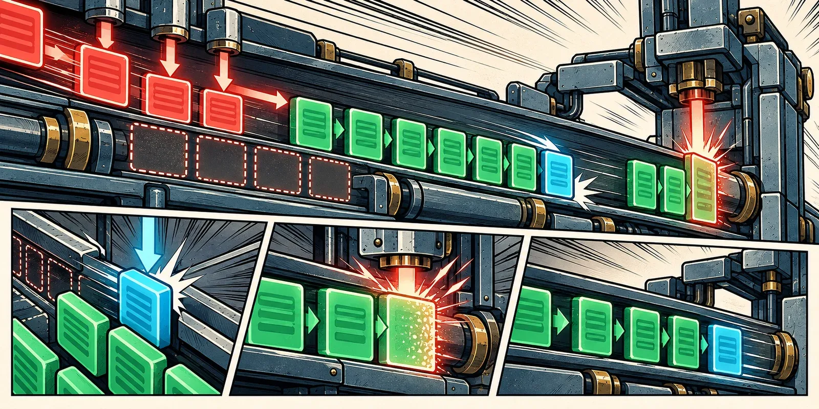 Several limit orders at the same price wait in time priority as trades consume the queue